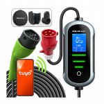 Qoltec Mobilna ładowarka do samochodu elektrycznego EV i hybryd z regulacją 2w1 Typ2 | 7kW | 230V | CEE 32A | Wi-fi | TUYA | SMART LIFE | LCD | Przenośna | Wallbox | 5m