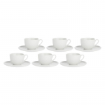 Set of 6 Corte Saucer Tea Cups - White, 200 ml