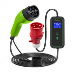 Qoltec Mobile EV Car Charger Adjustable 2in1 Type2 | 11kW | CEE 5 PIN | LCD | 3 phases | Portable | Wallbox | 5m