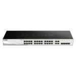 D-LINK DGS-1210-28, Gigabit Smart Switch with 24 10/100/1000Base-T ports and 4 Gigabit MiniGBIC (SFP) ports, 802.3x Flow Control, 802.3ad Link Aggregation, 802.1Q VLAN, 802.1p Priority Queues, Port mirroring, Jumbo Frame support, 802.1D STP, ACL, LLD ...