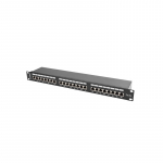Lanberg | Patch Panel 24 Port 1U 19" CAT.5E FT with Cable Organizer Shielded | PPS5-1024-B | Black