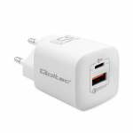 Qoltec 50763 mobile device charger Laptop, Portable gaming console, Power bank, Smartphone, Smartwatch, Tablet White AC Fast charging Indoor