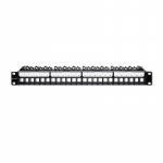 Qoltec 54516 Patch panel for 19'' rack | 24 ports | 1U | UTP | Black