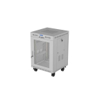 19" 15U 600 &times; 800 GREY FLOOR-STANDING RACK CABINET WITH PERFORATED DOOR AND LCD, LANBERG (FLAT PACK)
