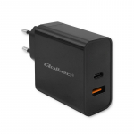 Qoltec 52380 Super Quick PD Charger | 1xUSB-C | 1xUSB | 65W | 5-20V | 1.5-3.25A | Black