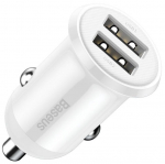 Automobilinis įkroviklis Baseus 12-24V 2xUSB 4.8A, 2 x USB, balta sp.