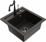 Plautuvė su virtuviniu mai&scaron;ytuvu Mexen Vito Carla, derva/granitas, 52 cm x 49 cm x 21 cm, aukso/juoda