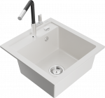 Plautuvė su virtuviniu mai&scaron;ytuvu Mexen Vito, granitas, 49 cm x 52 cm x 21 cm, balta sp./chromo sp./juoda sp.