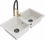 Plautuvė su virtuviniu mai&scaron;ytuvu Mexen Mario, derva/granitas, 82 cm x 43.6 cm x 16.1 cm, balta