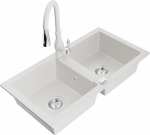 Plautuvė su virtuviniu mai&scaron;ytuvu Mexen Mario, derva/granitas, 82 cm x 43.6 cm x 16.1 cm, balta sp.