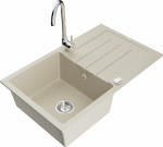 Plautuvė su virtuviniu mai&scaron;ytuvu Mexen Bruno Beige+Chrome, granitas, 79 cm x 49 cm x 20 cm, beige+chrome sp.