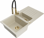 Plautuvė su virtuviniu mai&scaron;ytuvu Mexen Matias, granitas, 90 cm x 50.5 cm x 20 cm, aukso sp./juoda sp./smėlio sp.