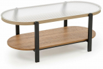 Kavos staliukas Kamala, skaidri sp./juoda sp./rusva sp., 54 cm x 110 cm x 43 cm