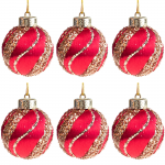 Eglutės žaisliukų rinkinys Styrofoam, aukso/raudonas, 6 cm, 6 cm, plastikas, 6 vnt.