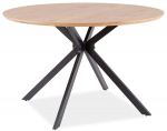 Stalas, ąžuolo sp./juoda sp., 120 cm x 120 cm x 76 cm
