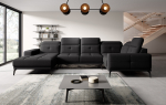 Kampinė sofa Neviro Vero 10, juoda sp., de&scaron;ininė, 201 x 350 cm x 77 cm