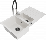 Plautuvė su virtuviniu mai&scaron;ytuvu Mexen Matias Aster, granitas, 90 cm x 50.5 cm x 20 cm, balta sp./juoda sp./chromo sp.