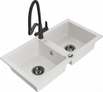 Plautuvė su virtuviniu mai&scaron;ytuvu Mexen Mario, derva/granitas, 82 cm x 43.6 cm x 16.1 cm, balta