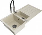 Plautuvė su virtuviniu mai&scaron;ytuvu Mexen Andres Beige+Black/Chrome, granitas, 100 cm x 50 cm x 20 cm, beige+black/chrome sp.