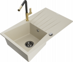 Plautuvė su virtuviniu mai&scaron;ytuvu Mexen Cesar, granitas, 77.5 cm x 47 cm x 20 cm, beige+black/gold sp.