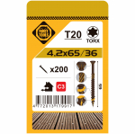 Medsraigtis, terasoms Forte Tools, 4.2 x 65 mm, ruda sp., 200 vnt.