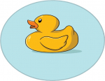 Vonios grindų kilimėlis Foutastic Canard 359CHL4864, mėlynas/geltonas, 80 cm x 80 cm, &Oslash; 80 cm