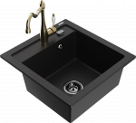 Plautuvė su virtuviniu mai&scaron;ytuvu Mexen Vito, granitas, 49 cm x 52 cm x 21 cm, aukso sp./juoda sp./blizgi juoda sp.