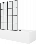Vonia su sienele, laisvai pastatoma Mexen Cube, 170 cm x 80 cm x 39 cm, stačiakampis, balta/juoda