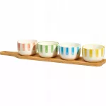Serviravimo rinkinys Excellent Houseware Fika, 125 ml, 40 cm x 8 cm x 6 cm, įvairių spalvų, keramika/bambukas