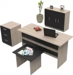 Biuro baldų komplektas Kalune Design VO12 956LCS2115, ąžuolo sp./juoda sp., 73.8 cm x 140 cm x 60 cm