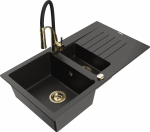 Plautuvė su virtuviniu mai&scaron;ytuvu Mexen Matias Aster, granitas, 90 cm x 50.5 cm x 20 cm, metallic black / gold