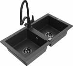 Plautuvė su virtuviniu mai&scaron;ytuvu Mexen Mario, derva/granitas, 82 cm x 43.6 cm x 16.1 cm, juoda/black granite