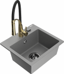 Plautuvė su virtuviniu mai&scaron;ytuvu Mexen Milo Aster, granitas, 43.5 cm x 41 cm x 17.1 cm, aukso/juoda/pilka