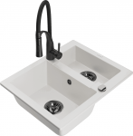 Plautuvė su virtuviniu mai&scaron;ytuvu Mexen Carlos Aster, granitas, 58.2 cm x 47.5 cm x 17.7 cm, balta/juoda