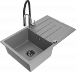 Plautuvė su virtuviniu mai&scaron;ytuvu Mexen Bruno Aster, granitas, 79.5 cm x 49.5 cm x 20 cm, pilka/chromo