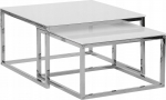 Kavos staliukų komplektas Beliani Brea, skaidri sp./sidabro sp., 50 - 60 cm, 2 vnt.