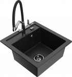 Plautuvė su virtuviniu mai&scaron;ytuvu Mexen Vito, derva/granitas, 49 cm x 52 cm x 21 cm, juoda sp.