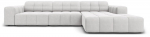 Kampinė sofa Micadoni Home Jennifer Velvet, &scaron;viesiai pilka sp., de&scaron;ininė, 284 x 166 cm x 70 cm