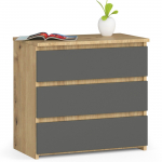 Komoda Akord CL3 3SZ CLP, ąžuolo sp./pilka sp., 57 cm x 60 cm x 35 cm