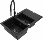 Plautuvė su virtuviniu mai&scaron;ytuvu Mexen Gaspar Aster, granitas, 73.7 cm x 47.5 cm x 17.7 cm, sidabro/juoda