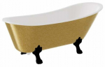 Vonia, laisvai pastatoma Besco Olaya Glam, 160 cm x 67 cm x 68 cm, ovalas, aukso sp./balta sp.