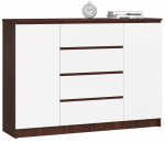 Komoda Akord Furniture Factory K140, balta sp./wenge, 99 cm x 138.4 cm x 40 cm