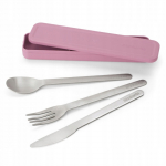 Turistinis stalo įrankių rinkinys Brabantia Make & Take, plastikas/plienas, rožinė sp., 3 vnt.
