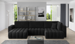 Kampinė sofa Bonito Velvetmat 10, juoda sp., kairinė, 170 x 340 cm x 92 cm