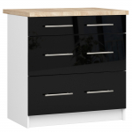 Apatinė virtuvinė spintelė Akord S80, balta sp./juoda sp., 60 cm x 80 cm x 85 cm