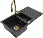 Plautuvė su virtuviniu mai&scaron;ytuvu Mexen Matias Savita, granitas, 90 cm x 50.5 cm x 20 cm, metallic black/silver sp.