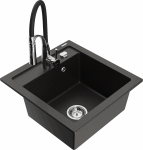 Plautuvė su virtuviniu mai&scaron;ytuvu Mexen Vito Aster, derva/granitas, 52 cm x 49 cm x 21 cm, sidabro/juoda