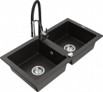 Plautuvė su virtuviniu mai&scaron;ytuvu Mexen Mario, granitas, 82 cm x 43.6 cm x 16.1 cm, metallic black/gold+black/chrome