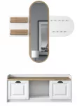 Prie&scaron;kambario baldų komplektas Kalune Design EE101 1983, vidaus, balta sp./rie&scaron;uto sp.