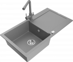 Plautuvė su virtuviniu mai&scaron;ytuvu Mexen Leo, derva/granitas, 90 cm x 50 cm x 19 cm, pilka sp.